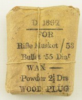 Civil War Confederate 1862 Ammo Packet Musket Cartridges - 1 of 5