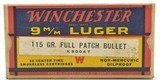 Winchester “1939" Style Transition “K" Code 9mm Box Ammo 115 Gr. - 1 of 7