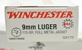 Winchester 9mm Luger 115 Grain FMJ Ammo 100 Rds. - 2 of 3