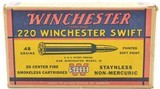 Winchester “1939" box of 220 Swift Full Box Ammunition - 1 of 5