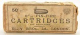 Scarce Partial Box 9mm Pin Fire Ammo Eley Bros. London 29 Rds. - 1 of 9