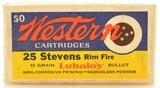 Excellent Western Bullseye Box 25 Stevens Rim Fire 50 Rounds - 1 of 8