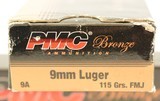 PMC Bronze 9mm Ammunition 115 Grain FMJ 100 Rounds - 2 of 3
