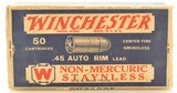 Winchester“1932" Type Non-Mecuric Staynless 45 Auto Rim Ammo - 1 of 8
