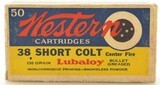 Western “bullseye" Box 38 Short Colt 130 Gr Lubaloy 50 Rds Ammo Excell - 1 of 7