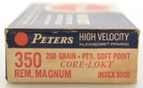 Full Box Peters 350 Rem Magnum 200 Grain Ptd Soft-Point Core-Lokt Ammo - 2 of 4