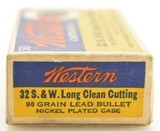 Pre-War Western Bullseye Box 32 S&W Long Clean Cutting Nickel Plated C - 2 of 6