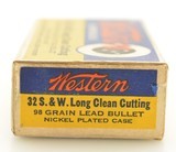 Pre-War Western Bullseye Box 32 S&W Long Clean Cutting Nickel Plated C - 4 of 6
