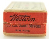 Scarce Western 25 Short Stevens Rim Fire Ammunition Full Box - 4 of 7