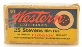 Full Box Western 25 Stevens Rim Fire Ammo Bullseye Box 50 Rds - 1 of 7