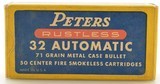 Peters 32 Auto Ammunition Full Box 71 Grain Metal Case 50 Rounds - 1 of 4