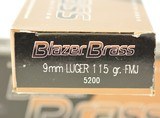 Blazer Brass 9mm Luger 115 Grain FMJ Ammo 100 Rounds - 2 of 3