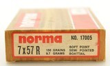 Norma 7 x 57 R Ammo Full Box 150 Grain SP Semi Pointed Boattail 20 Rds - 2 of 3