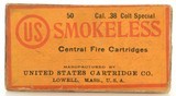 Sealed Box 38 Colt Special Smokeless Ammo Orange Label US Cart. Co - 1 of 6