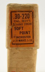 Scarce Early Winchester Soft Point 30 Gov't Ammo 30-220 Caliber Model - 6 of 9