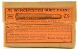 Near Excellent Winchester 35 Win Ammo 6-14 Code Full Box Soft Point - 1 of 8