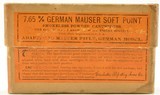 Seldom-Seen Winchester 7.65 mm German Mauser Ammo Full Box6-6 Date - 1 of 8
