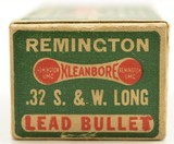 Early 1930's Remington 32 S&W Long “Dog Bone" Kleanbore Ammo Full Box - 2 of 7