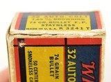 Winchester 32 Auto Ammo 7.65mm Full “1939" Box 74 Grain Full Patch - 7 of 9