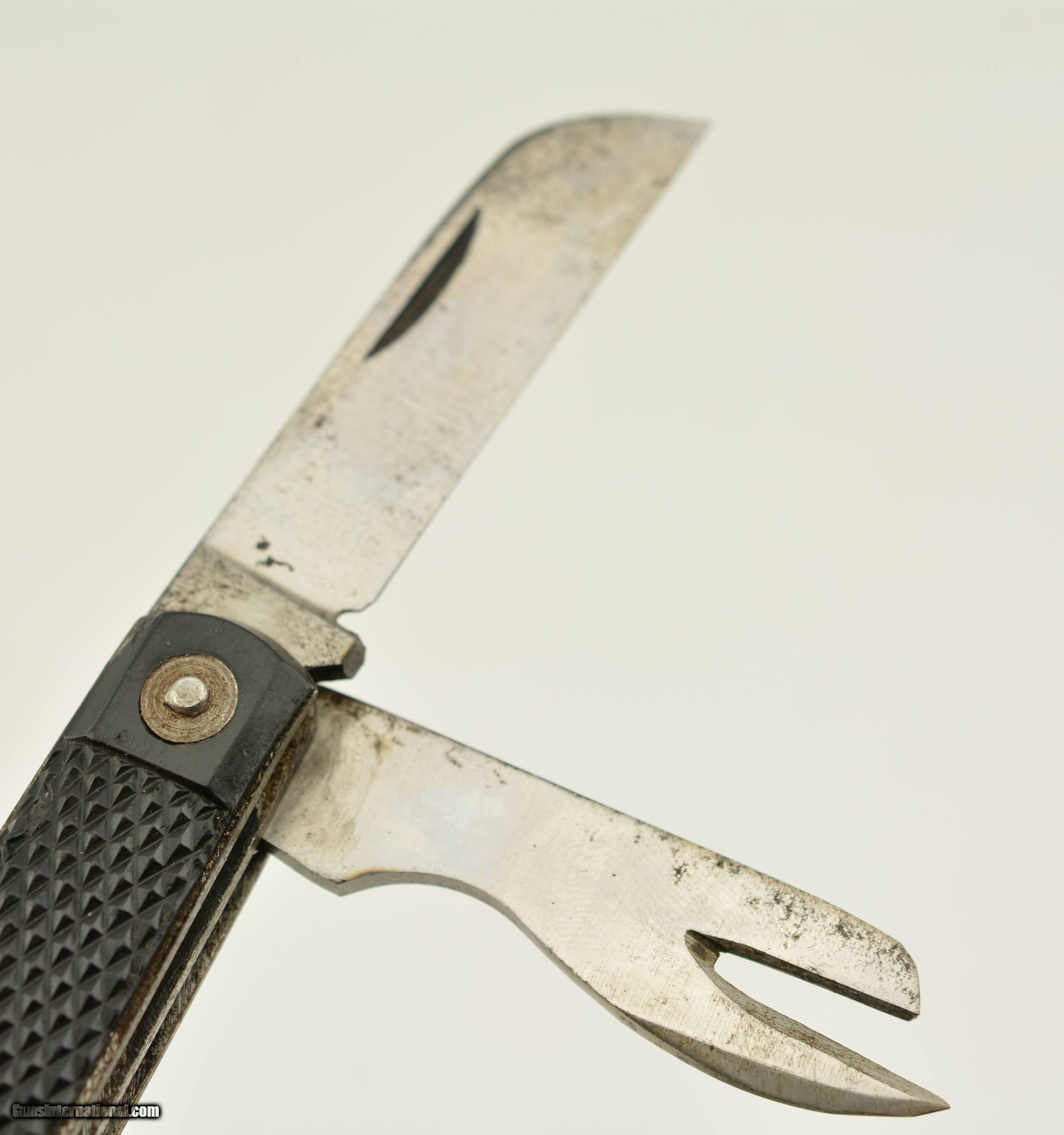 Three Bladed British Navy Knife With Marlinspike
