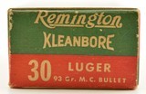 Full Box Remington Kleanbore 30 Luger Ammo 93 Grain Metal Case - 5 of 8