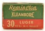 Full Box Remington Kleanbore 30 Luger Ammo 93 Grain Metal Case - 3 of 8