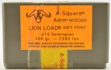 A-Square Ammunition Lion Loads SP .416 Rem. 400gr. 20