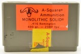 A-Square Ammunition Monolithic Solids .416 Remington 400gr. 20
