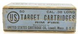 Full Box 38 Long Rim Fire Ammo US Cart Company Lowell MA - 2 of 7