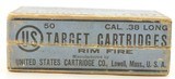 Full Box 38 Long Rim Fire Ammo US Cart Company Lowell MA - 4 of 7
