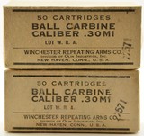 WW2 Winchester 30 Carbine Ammo 2 boxes 97 Rounds - 1 of 6
