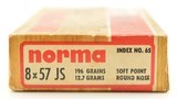 Norma 8 x 57 JS Ammunition 196 Grain Round Nose Soft Point Full Box - 2 of 5