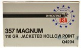 Winchester Full Box 357 Magnum 110 Grain JHP Hollow Point Ammo 50 Rds. - 2 of 3