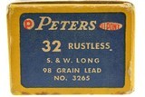 Vintage Peters 32 Smith & Wesson Long Ammo 98 Grain Lead Bullets Full - 2 of 5