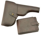 Rare Webley & Scott 1909 9mm Semi-Auto Pistol Holster & Mag Pouch - 1 of 15
