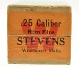 Full Box Winchester 25 Stevens RF Ammunition 50 Rounds Black Powder - 5 of 7