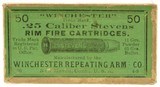 Full Box Winchester 25 Stevens RF Ammunition 50 Rounds Black Powder - 1 of 7