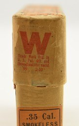 Near Excellent Winchester 35 Win Ammo 6-14 Code Full Box Soft Point - 5 of 8