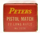 Excellent Peters Pistol “1953 Match" Issue 22 LR Full Box Ammo - 3 of 7