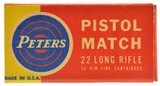 Excellent Peters Pistol “1953 Match" Issue 22 LR Full Box Ammo - 1 of 7