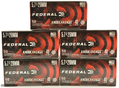 Federal American Eagle 5.7x28 mm Ammo 250 rounds