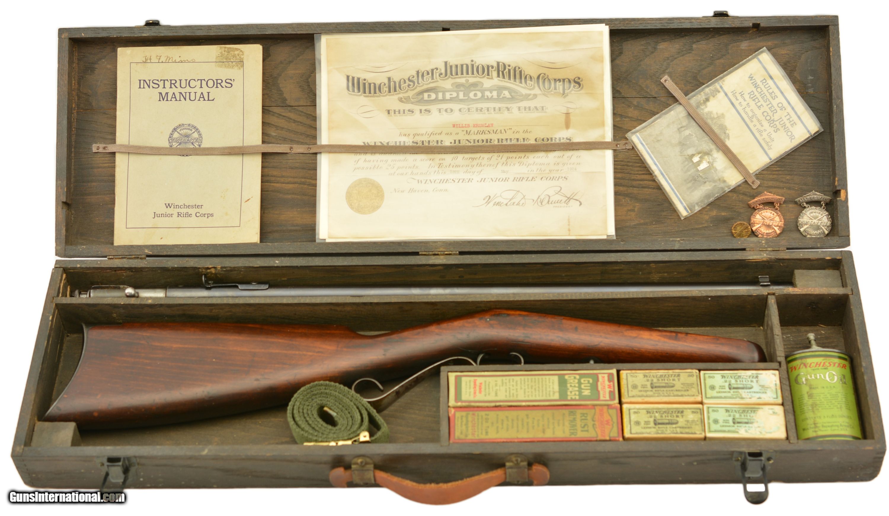 Rare Winchester Junior Rifle Corps Range Kit 2 With Model 04 Rifle