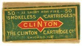 Rare Full Box Clinton Cartridge Co. 22 Short Smokeless Ammo - 1 of 7