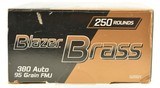 CCI Blazer Brass ammo .380 ACP 95 gr FMJ 250 Rounds - 2 of 3