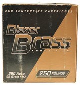 CCI Blazer Brass ammo .380 ACP 95 gr FMJ 250 Rounds - 1 of 3