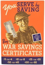 Original Canadian WWII Savings Certificates Card Poster Ca. 1940-45 - 1 of 5