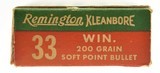 Excellent Full Box Remington Kleanbore 33 Winchester Ammo 20 Rounds - 3 of 7