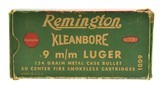 Remington Kleanbore 9mm Luger Post WWII Full Box 124 Gr. Metal Case - 1 of 5