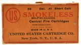 US Cartridge Company 41 Short Colt Ammo Full Box New York & Lowell Mas - 1 of 7