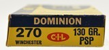 Dominion 270 Winchester Ammo Full Box 130 Grain PSP - 4 of 7